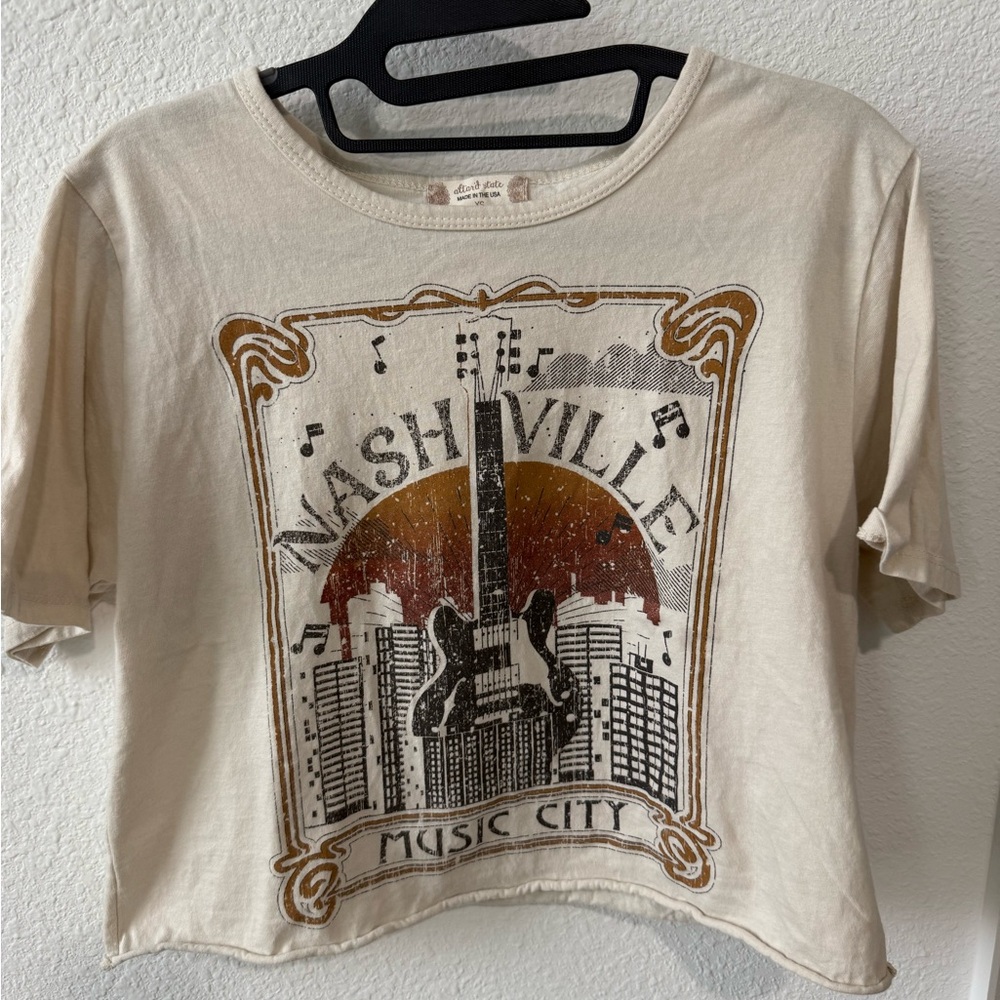 Altar'd State Nashville Graphic Tee - Cream and Brown